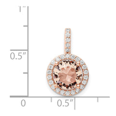 Sterling Silver Rose-tone / CZ Round Halo Pendant