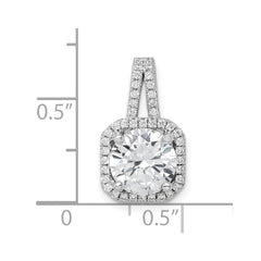 Sterling Silver Rhodium-platedCZ Halo Pendant