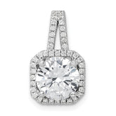Sterling Silver Rhodium-platedCZ Halo Pendant
