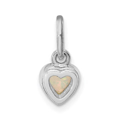 Sterling Silver Rhodium Plated Lab Created Opal Heart Pendant