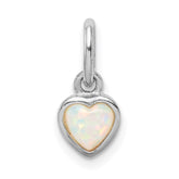 Sterling Silver Rhodium Plated Lab Created Opal Heart Pendant