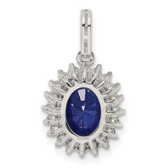 Sterling Silver Rhodium-plated Blue and Clear CZ Pendant