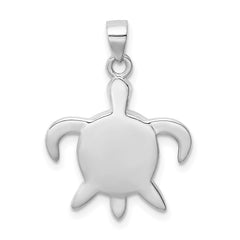 Sterling Silver Rhodium-plated Polished Created Opal Turtle Pendant