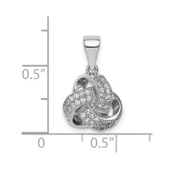 Sterling Silver Rhodium-plated Polished CZ Love Knot Pendant