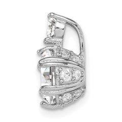 Sterling Silver Rhodium-plated Polished 8mm Round CZ Chain Slide