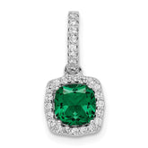 Sterling Silver Rhodium-plated Green & White CZ Slide