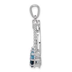 Sterling Silver Rhod-plat London blue and LB topaz Pendant - 2