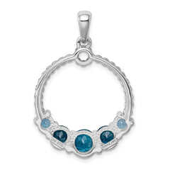 Sterling Silver Rhod-plat London blue and LB topaz Pendant - 2