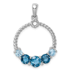 Sterling Silver Rhod-plat London blue and LB topaz Pendant - 2
