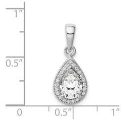 Sterling Silver Rhodium Plated CZ Pendant - 4