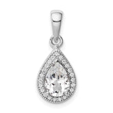 Sterling Silver Rhodium Plated CZ Pendant - 4