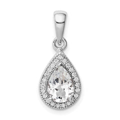 Sterling Silver Rhodium Plated CZ Pendant - 4