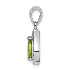Sterling Silver Rhodium Plated Green and Clear CZ Pendant - 2
