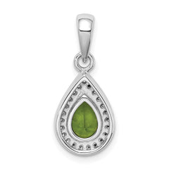 Sterling Silver Rhodium Plated Green and Clear CZ Pendant - 2
