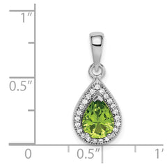 Sterling Silver Rhodium Plated Green and Clear CZ Pendant - 2
