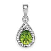 Sterling Silver Rhodium Plated Green and Clear CZ Pendant - 2