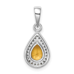 Sterling Silver Rhodium Plated Yellow and Clear CZ Pendant