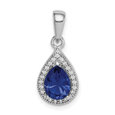 Sterling Silver Rhodium Plated Blue and Clear CZ Pendant - 2