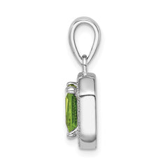 Sterling Silver Rhodium Plated Clear CZ and Square Green CZ Pendant - 2
