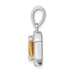 Sterling Silver Rhodium Plated Clear CZ and Square Yellow CZ Pendant