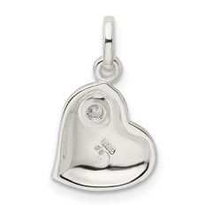 Sterling Silver CZ Heart Pendant - 2