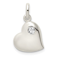 Sterling Silver CZ Heart Pendant - 2