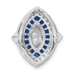 Sterling Silver Rhodium-plated CZ/Synth. Blue Spinel Chain Slide