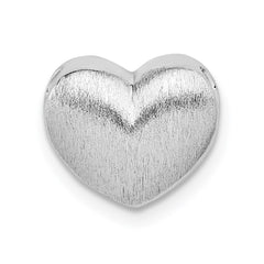Sterling Silver Rhodium-plated Scratch Finish Heart Chain Slide