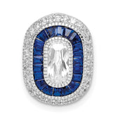 Sterling Silver Rhodium-plated CZ & Synthetic Blue Spinel Chain Slide