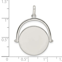 Sterling Silver Polished Rotating Disc Pendant