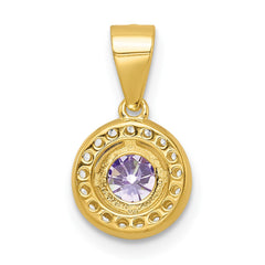 Sterling Silver Gold Tone Purple CZ Pendant