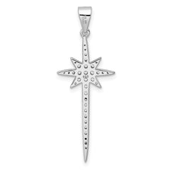 Sterling Silver Rhodium-plated CZ Star Pendant - 4