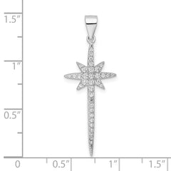 Sterling Silver Rhodium-plated CZ Star Pendant - 4