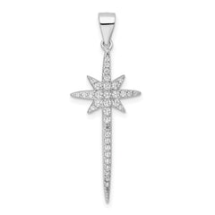Sterling Silver Rhodium-plated CZ Star Pendant - 4
