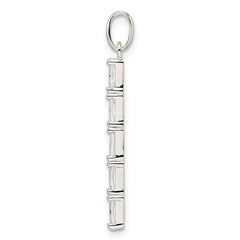 Sterling Silver Polished CZ Bar Pendant