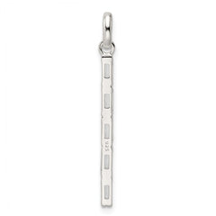 Sterling Silver Polished CZ Bar Pendant