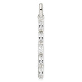 Sterling Silver Polished CZ Bar Pendant
