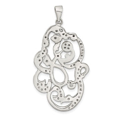 Sterling Silver Polished CZ Floral Pendant - 2