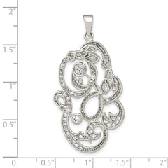 Sterling Silver Polished CZ Floral Pendant - 2