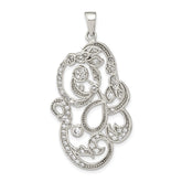 Sterling Silver Polished CZ Floral Pendant - 2