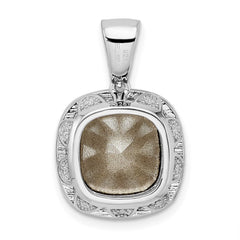 Sterling Silver Rhodium-plated CZ & Blue Crystal Pendant