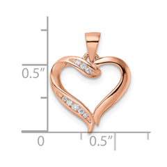 Sterling Silver Rose-tone CZ Open Heart Pendant