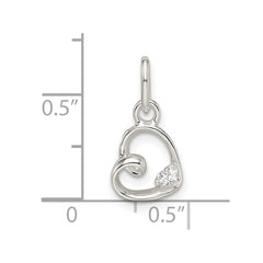 Sterling Silver CZ Heart Pendant - 4