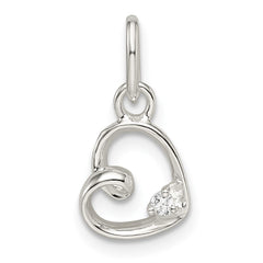 Sterling Silver CZ Heart Pendant - 4