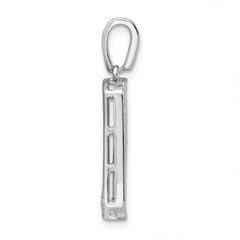 Sterling Silver Rhodium-plated Polished CZ Pendant