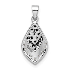 Sterling Silver RH Polished Black and White CZ Pendant