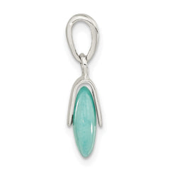 Sterling Silver Polished Circle Imitation Turquoise Pendant