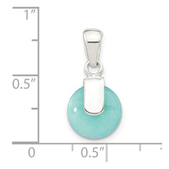 Sterling Silver Polished Circle Imitation Turquoise Pendant