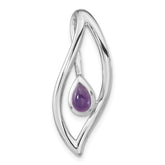 Sterling Silver Rh-plated Pear Amethyst Fancy Pendant