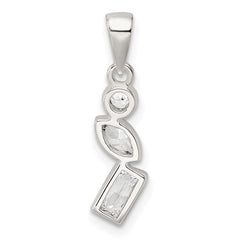 Sterling Silver Polished Geometric Shapes CZ Pendant